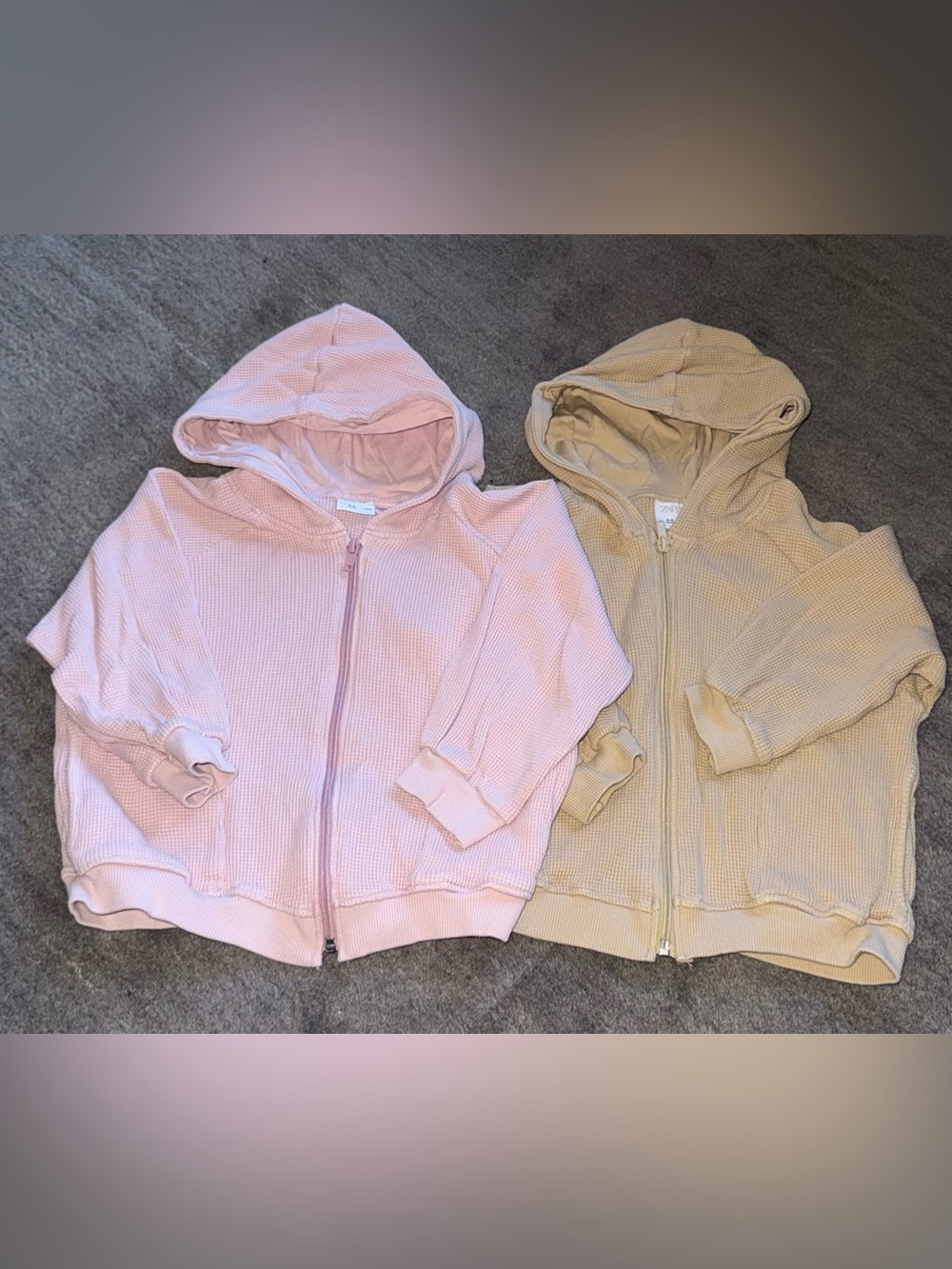 Zara Girls Waffle Knit Zip Hoodies 2-Pack Size 3-4 Years 104